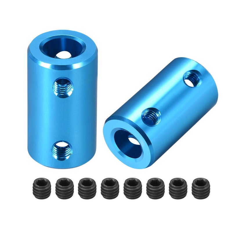 uxcell 8mm to 8mm Bore Rigid Coupling Set Screw L25XD14 Aluminum Alloy Shaft Coupler Connector for 3D Printers  Motor Accessories Blue 2pcs - Image 1